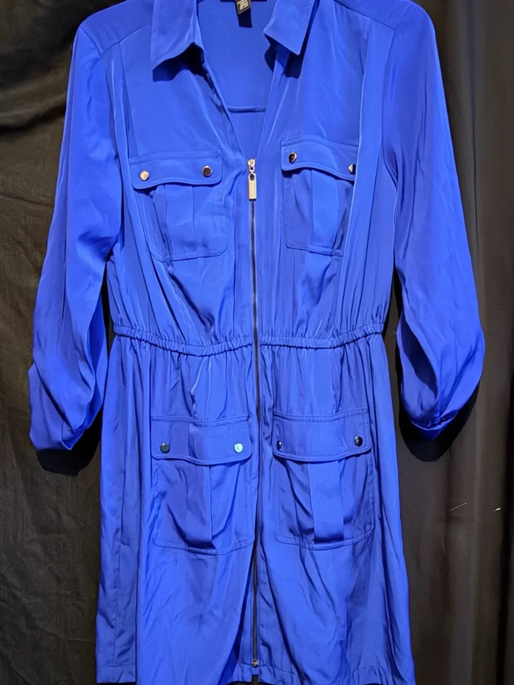 Alfani Cobalt Blue Zip-Front Shirtdress